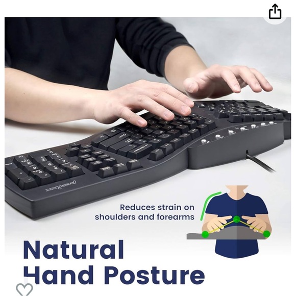 Perixx Periboard-512 ergonomic split black USB keyboard - Picture 3 of 8